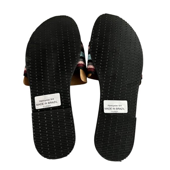 Havaianas Sandals You Malta Mix Black striped woven strap flat size 7 8 slides - Picture 8 of 10